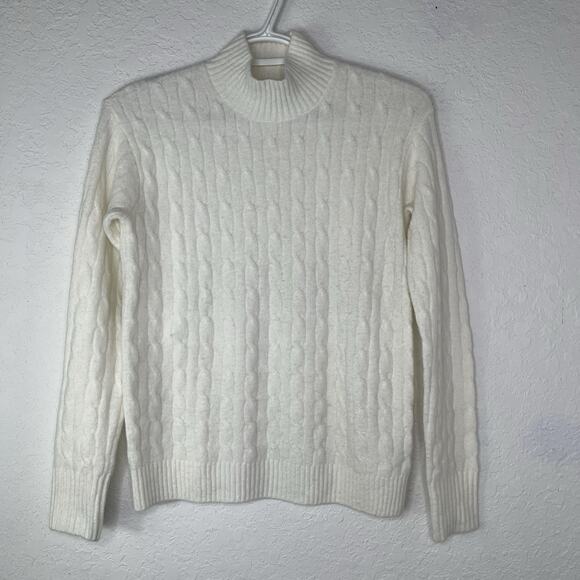 J. Crew Factory Extra Soft Cable Knit Off White Sweater Size XXS, mock neck fall - Picture 1 of 5